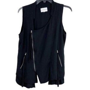 Olive + Oak Black Xyz Pdq Vest Top Size Medium with long zipper pull cords